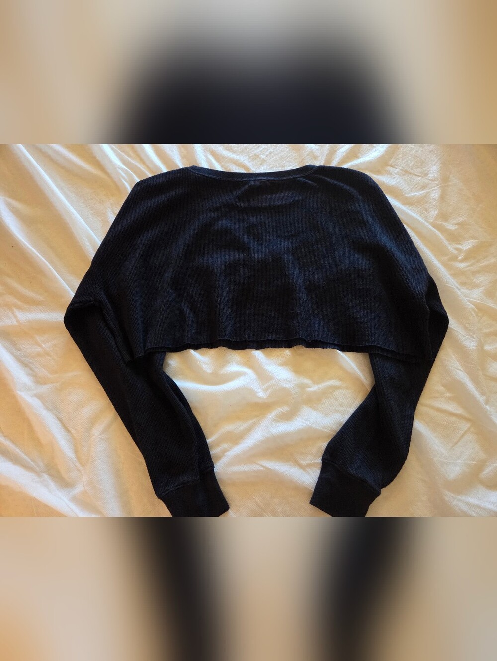 Cropped Black Long Sleeve Sweater - S